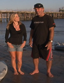 Aprilanne Hurley checks out Stand Up Paddle Boarding with Big Wave Surfer Legend and Maverick's Surf competition Founder Jeff Clark